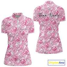 Load image into Gallery viewer, Custom Pink Butterfly Bowling Women Quarter-Zip Shirt, Ladies Bowlers Outfit IPHW10931