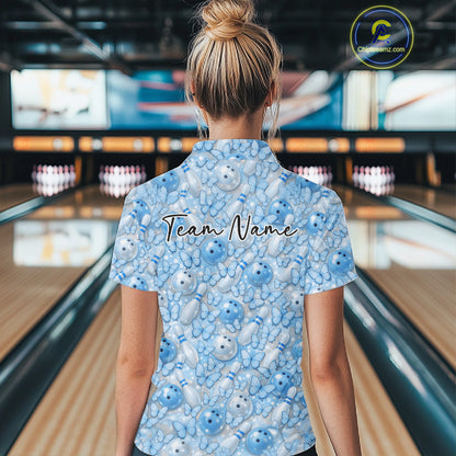 Custom Purple Butterfly Bowling Women Quarter-Zip Shirt, Ladies Bowlers Outfit IPHW10933