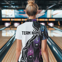 Load image into Gallery viewer, Pink Purple Blue Flame Ball Custom Bowling Women Quarter-Zip Shirts, Bowling League Shirt IPHW8864