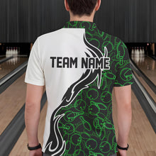 Load image into Gallery viewer, Black And Green Bowling Pattern Custom Bowling Team Men Polo Shirts, Bowling League Shirt IPHW8867