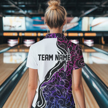 Load image into Gallery viewer, Blue Purple Pink Pattern Custom Bowling Team Women Quarter-Zip Shirts, Bowling League Shirt IPHW8869