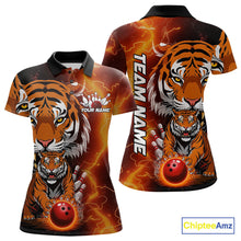 Load image into Gallery viewer, Custom Thunder Lightning Tiger Bowling Polo Shirts For Women, Bowling Team Outfit IPHW9093