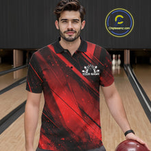 Load image into Gallery viewer, Custom Black And Red Splatter Halftone Men Bowling Polo Shirts Bowling Team Jerseys IPHW11442