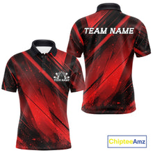 Load image into Gallery viewer, Custom Black And Red Splatter Halftone Men Bowling Polo Shirts Bowling Team Jerseys IPHW11442