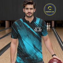 Load image into Gallery viewer, Custom Black And Blue Splatter Halftone Men Bowling Polo Shirts Bowling Team Jerseys IPHW11443