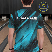 Load image into Gallery viewer, Custom Black And Blue Splatter Halftone Men Bowling Polo Shirts Bowling Team Jerseys IPHW11443