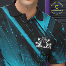 Load image into Gallery viewer, Custom Black And Blue Splatter Halftone Men Bowling Polo Shirts Bowling Team Jerseys IPHW11443