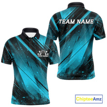 Load image into Gallery viewer, Custom Black And Blue Splatter Halftone Men Bowling Polo Shirts Bowling Team Jerseys IPHW11443