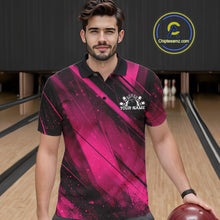 Load image into Gallery viewer, Custom Black And Pink Splatter Halftone Men Bowling Polo Shirts Bowling Team Jerseys IPHW11444