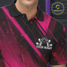 Load image into Gallery viewer, Custom Black And Pink Splatter Halftone Men Bowling Polo Shirts Bowling Team Jerseys IPHW11444
