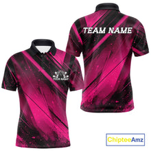 Load image into Gallery viewer, Custom Black And Pink Splatter Halftone Men Bowling Polo Shirts Bowling Team Jerseys IPHW11444