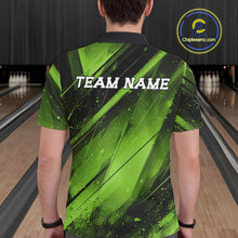 Load image into Gallery viewer, Custom Black And Green Splatter Halftone Men Bowling Polo Shirts Bowling Team Jerseys IPHW11445