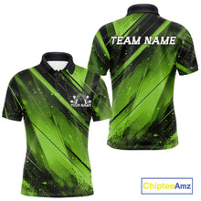 Load image into Gallery viewer, Custom Black And Green Splatter Halftone Men Bowling Polo Shirts Bowling Team Jerseys IPHW11445