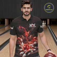 Load image into Gallery viewer, Custom Red Lightning Flame Dragons Bowling Men Polo Shirt, Fire Dragon Bowling Jerseys IPHW9816