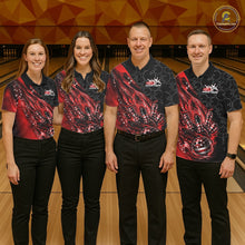 Load image into Gallery viewer, Custom Patriotic Red Flame Bowling Shirts, US Flag Bowling Team Jerseys Freedom 4Th Of July Bowling Shirt IPHW10428
