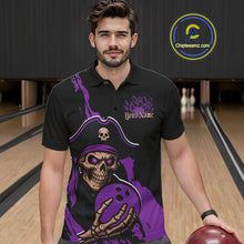 Load image into Gallery viewer, Custom Black And Purple Pirate Bowling Men Polo Shirt, Pirate Bowling Team Jerseys IPHW10708