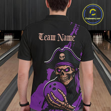 Load image into Gallery viewer, Custom Black And Purple Pirate Bowling Men Polo Shirt, Pirate Bowling Team Jerseys IPHW10708