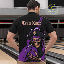 Load image into Gallery viewer, Custom Black And Purple Pirate Bowling Men Quarter-Zip Shirt, Pirate Bowling Team Jerseys IPHW10708