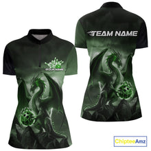 Load image into Gallery viewer, Custom Black And Green Thunder Lightning Dragon Bowling Women Quarter-Zip Shirts IPHW9100