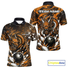 Load image into Gallery viewer, Bowling shirt with dragon design and 'Team Name' text on a white background
