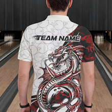 Load image into Gallery viewer, Custom Red Camo Dragon Bowling Tattoo Men Polo Shirts, Dragon Bowling League Team Shirt IPHW8883