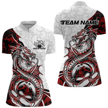 Load image into Gallery viewer, Custom Red Camo Dragon Bowling Tattoo Women Quarter-Zip Shirts, Dragon Bowling League Shirt IPHW8883
