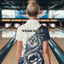Load image into Gallery viewer, Custom Blue Camo Dragon Bowling Tattoo Women Polo Shirts, Dragon Bowling League Team Shirt IPHW8884