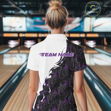 Load image into Gallery viewer, Custom Purple Flame Bowling Women Quarter-Zip Shirt, Bowling League Shirt Bowlers Outfit IPHW11270
