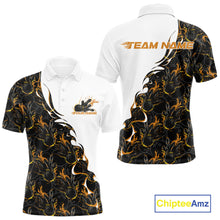 Load image into Gallery viewer, Custom Yellow Flame Bowling Men Polo Team Shirt, Bowling League Shirt Bowlers Outfit IPHW11271