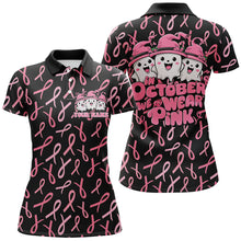 Load image into Gallery viewer, Custom Cute Funny Halloween Breast Cancer Polo Shirts For Women "In October We Wear Pink" IPHW7125