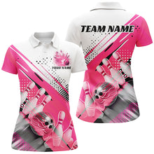Load image into Gallery viewer, Custom Pink Bowling Polo Shirts For Women, Bowling Team Shirts Bowling Jerseys With Name IPHW7128