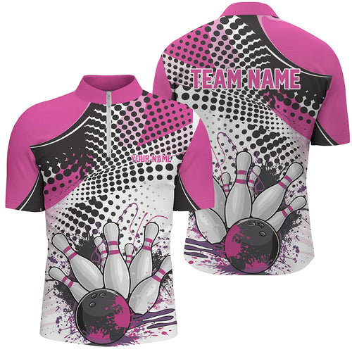 Personalized Bowling Shirts For Men, Custom Bowling League Shirts Pink Bowling Outfits IPHW7131