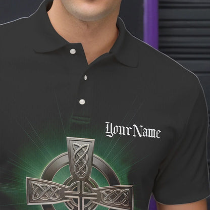 Custom Celtic Cross Faith Bowling Polo Team Shirts For Men, Bowlers Outfits IPHW8574
