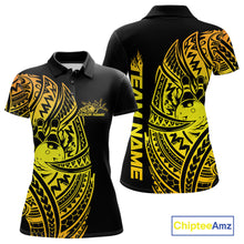 Load image into Gallery viewer, Custom Black And Gold Polynesian Tribal Bowling Women Shirt, Maori Bowling League Shirt IPHW10969
