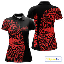 Load image into Gallery viewer, Custom Black And Red Polynesian Tribal Bowling Women Shirt, Maori Bowling League Shirt IPHW10971