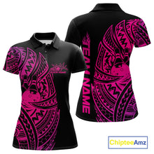 Load image into Gallery viewer, Custom Black And Pink Polynesian Tribal Bowling Women Shirt, Maori Bowling League Shirt IPHW10972