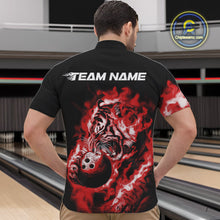 Load image into Gallery viewer, Custom Red Fire Flame Tiger Bowling Jerseys, Bowling Team Men Quarter-Zip Shirts IPHW9488