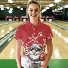 Load image into Gallery viewer, Custom Funny Santa Claus Christmas Bowling Women Polo Shirts, Xmas Bowling Team Shirt IPHW10109