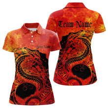 Load image into Gallery viewer, Custom Red Flame Viking Dragon Bowling Polo Team Shirts For Women, Bowling League Shirts IPHW8585