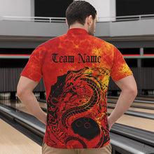 Load image into Gallery viewer, Custom Red Flame Viking Dragon Bowling Quarter-Zip Team Shirts For Men, Bowling League Shirts IPHW8585