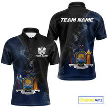 Load image into Gallery viewer, Custom Smoke Flame New York Flag Patriotic Darts Shirt For Men, Dart League Team Jerseys IPHW10742