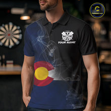 Load image into Gallery viewer, Custom Smoke Flame Colorado Flag Patriotic Darts Shirt For Men, Dart League Team Jerseys IPHW10746