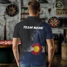 Load image into Gallery viewer, Custom Smoke Flame Colorado Flag Patriotic Darts Shirt For Men, Dart League Team Jerseys IPHW10746