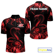 Load image into Gallery viewer, Custom Black And Red Flame Cobra Snake Bowling Men Shirts, Bowling League Shirt IPHW10765