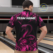 Load image into Gallery viewer, Custom Black And Pink Flame Cobra Snake Bowling Men Shirts, Bowling League Shirt IPHW10766