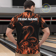 Load image into Gallery viewer, Custom Black And Orange Flame Cobra Snake Bowling Men Shirts, Bowling League Shirt IPHW10767