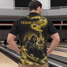 Load image into Gallery viewer, Black And Yellow Grim Reaper Custom Halloween Bowling Team Men Quarter-Zip Shirts, Bowlers Outfit IPHW8894