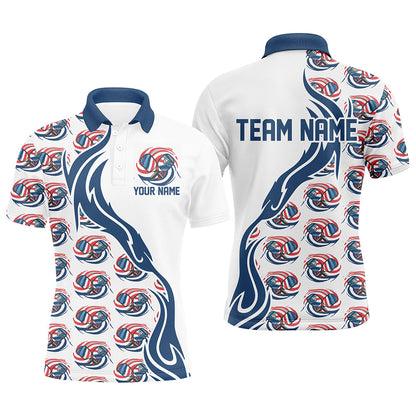Custom American Flag Patriotic Pickleball Polo Shirts For Men, Us Flag Pickleball Jerseys IPHW6937