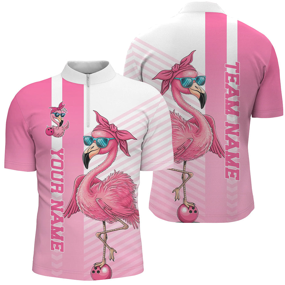 Cute Funny Pink Flamingo Custom Bowling Shirts For Men,  Slay Bowling Team Uniform Outfits IPHW7731