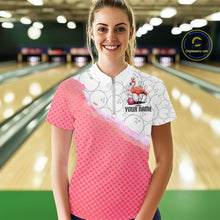 Load image into Gallery viewer, Pink Flamingo Custom Bowling Shirts For Women, Bowling Pattern Bowling Team League Shirt IPHW7733